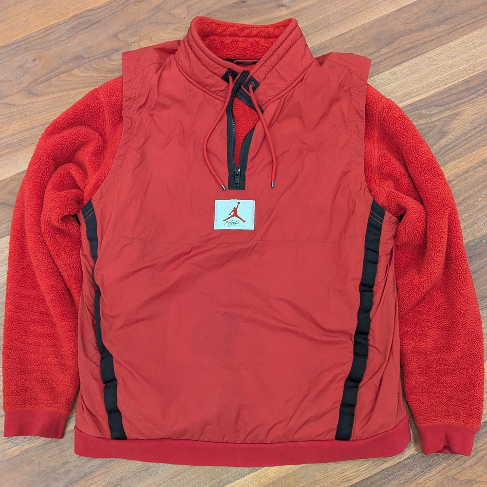 Jordan Men's Red Pullover Fleece-Lined Jacket